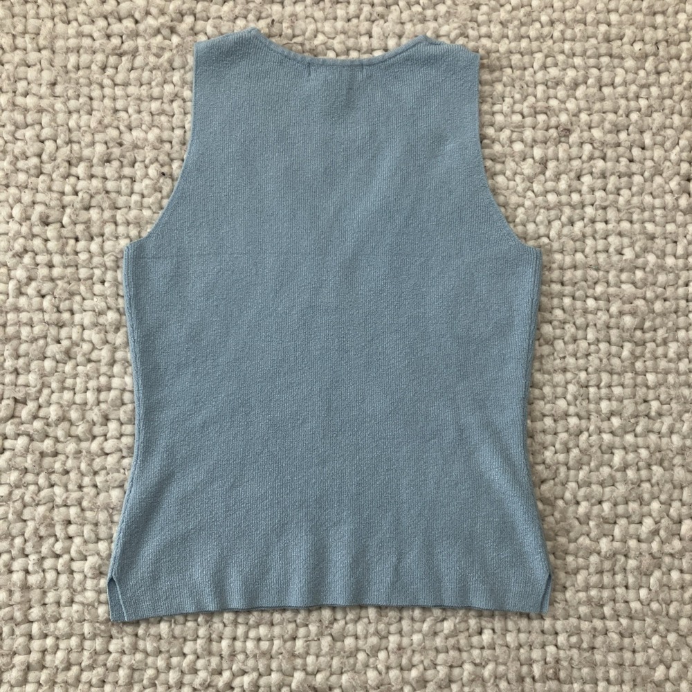 Y2K The Limited Ribbed Tank Top Deep V Blue Medium Preppy Academia‎ - Picture 2 of 10